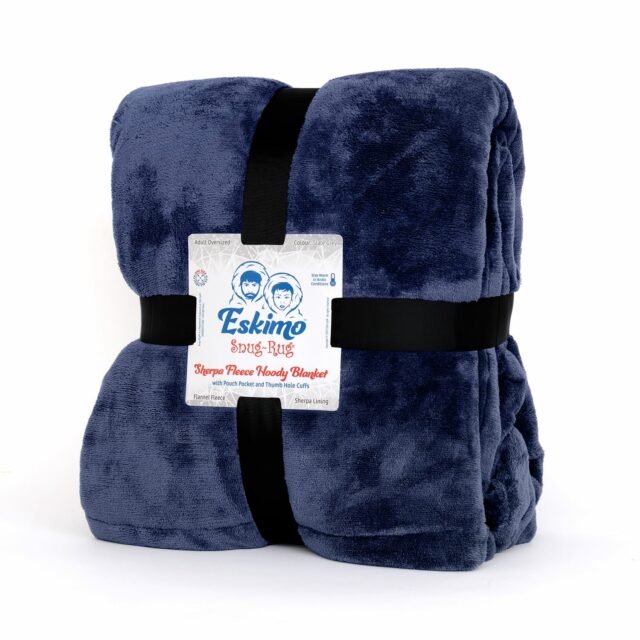 Snug-Rug Eskimo Hoodie Blanket Navy Blue