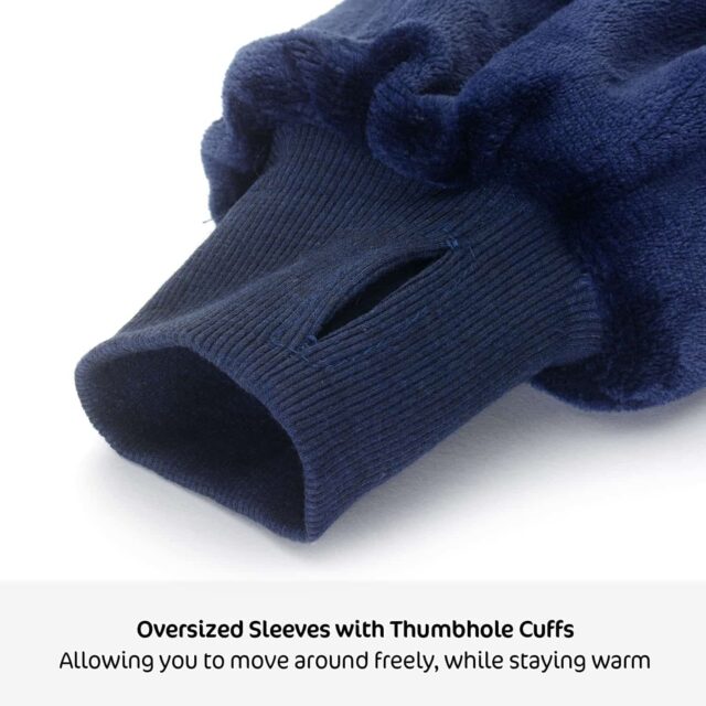 Snug-Rug Eskimo Hoodie Blanket Navy Blue Thumbhole Cuffs