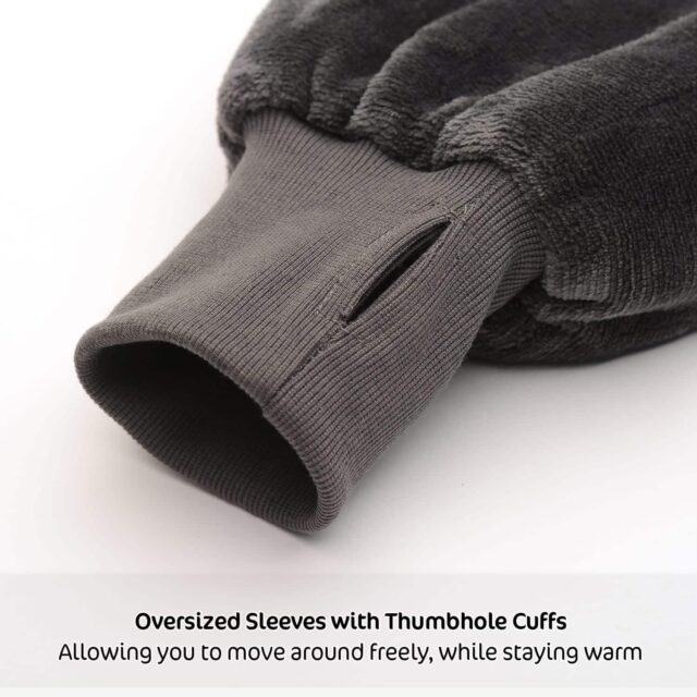 Snug-Rug Eskimo Hoodie Blanket Slate Grey Thumbhole Cuffs