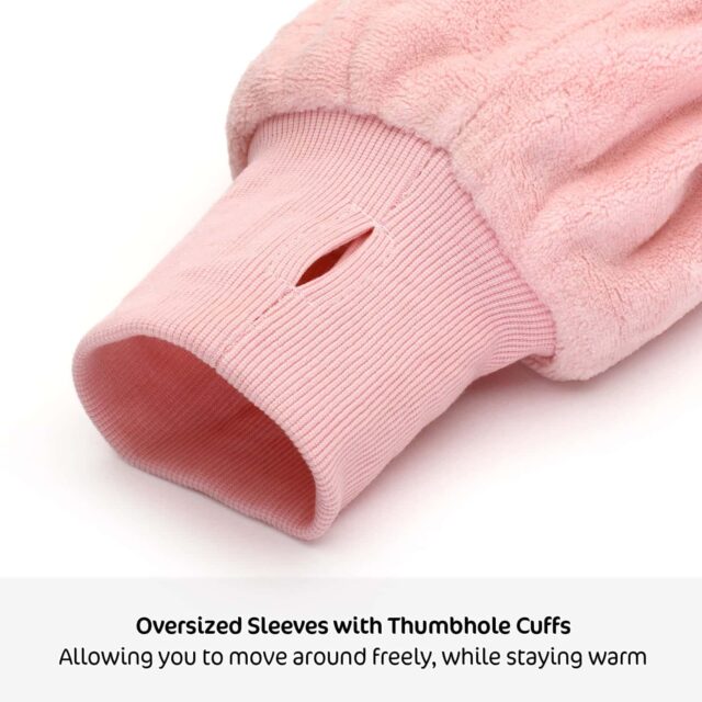 Snug-Rug Eskimo Hoodie Blanket Pink Quartz Thumbhole Cuffs