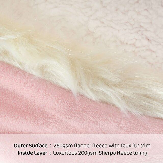 Snug-Rug Eskimo Hoodie Blanket Pink Quartz Material