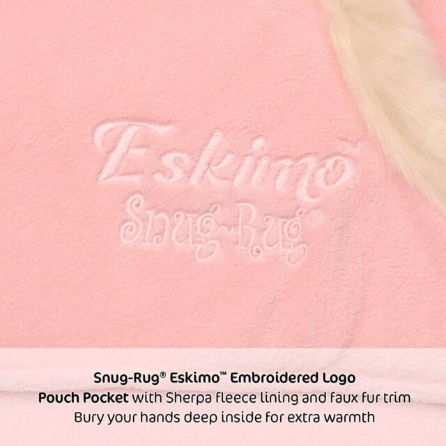 Snug-Rug Eskimo Hoodie Blanket Pink Quartz Logo