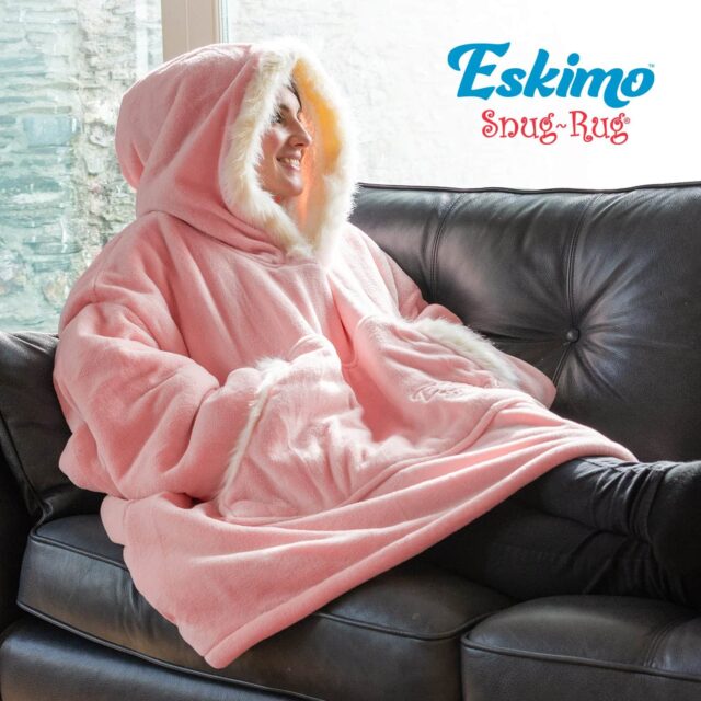 Snug-Rug Eskimo Hoodie Blanket Pink Quartz