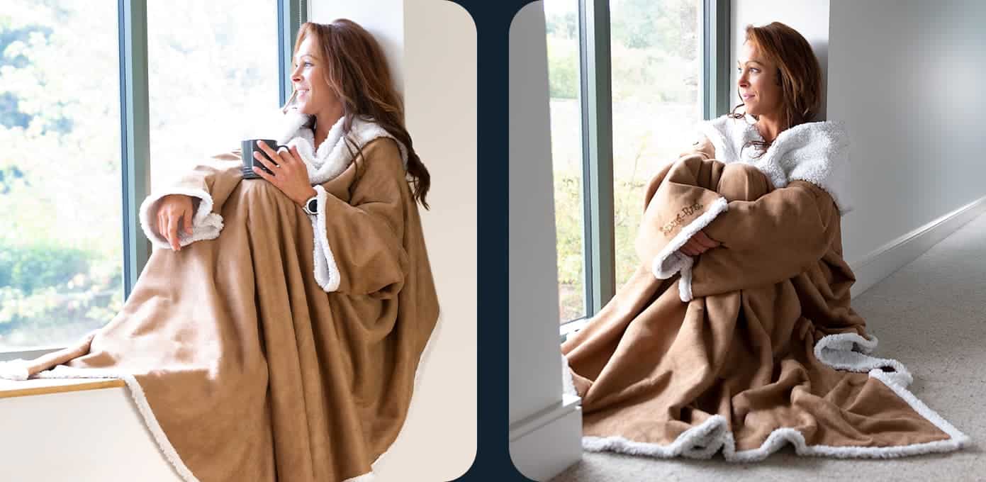 Snug Rug Sherpa Blanket with Sleeves Pouch Pocket Super Warm